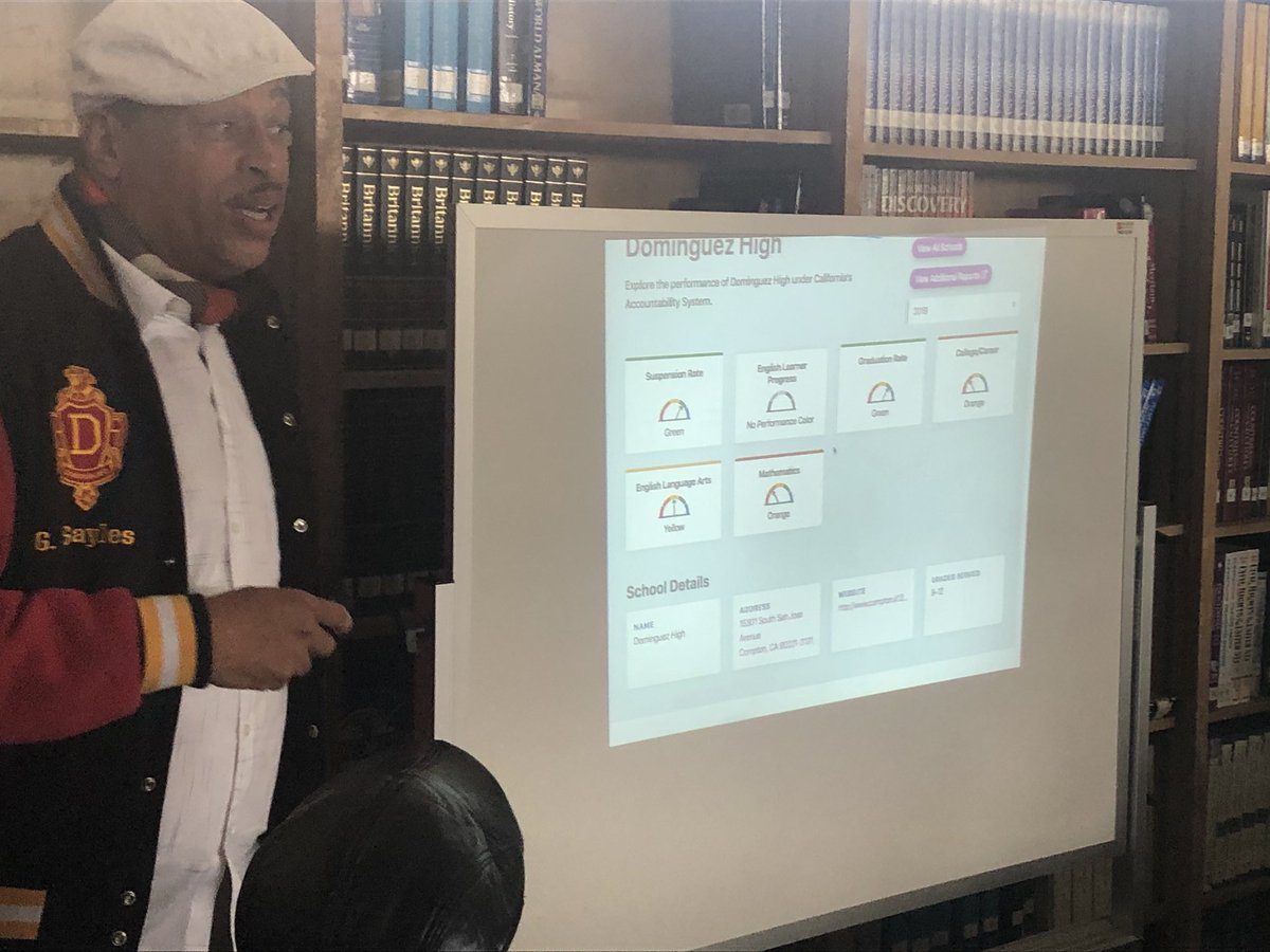 BlainWatson's tweet photo. Beyond proud of my teacher leaders! Today, they used @nearpod & @Flipgrid w/ staff to explore & interpret the @CADeptEd #CAdashboard indicators for our school. We are building capacity! It’s #thedonway #elevate @ComptonUnified @Nearpod_Marcela @comptonedtech @mrmicahali https://t.co/nfY5YYr9AN