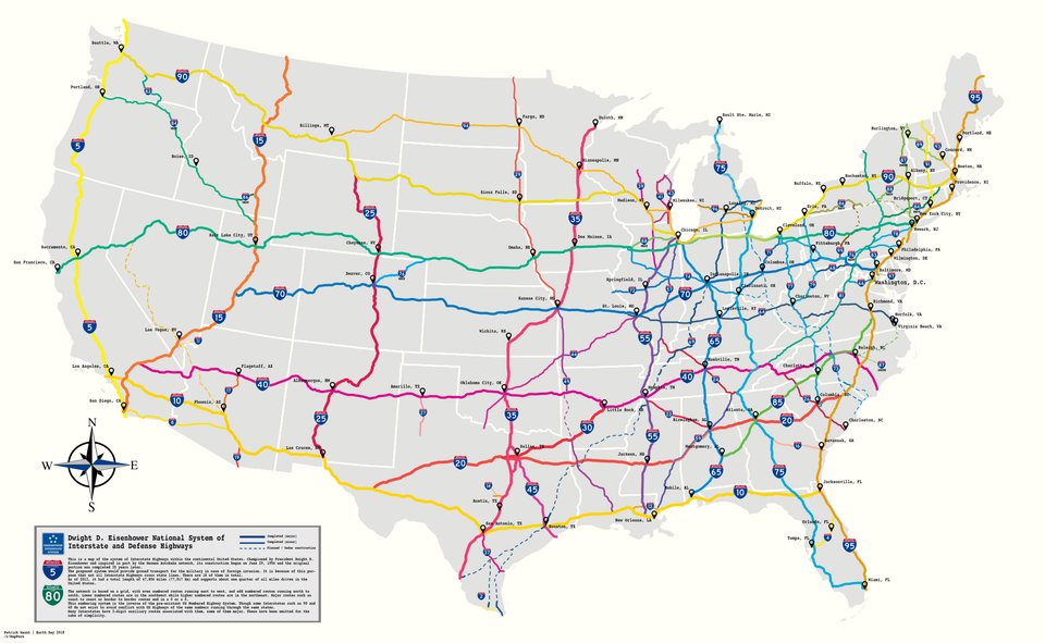 david perell v twitter as a comparison here s a map of the u s highway system which is much more decentralized like america s population its center of gravity is shifted to the north east but it