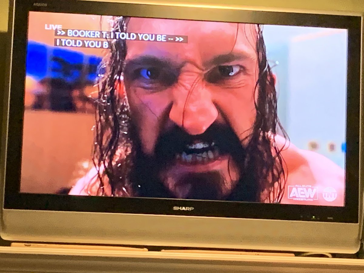 _queerauntie's tweet photo. My English captions are drunk while watching @AEWonTNT 
Unless @BookerT5x got a complete makeover. #badclosedcaption https://t.co/dFPkENLt2s