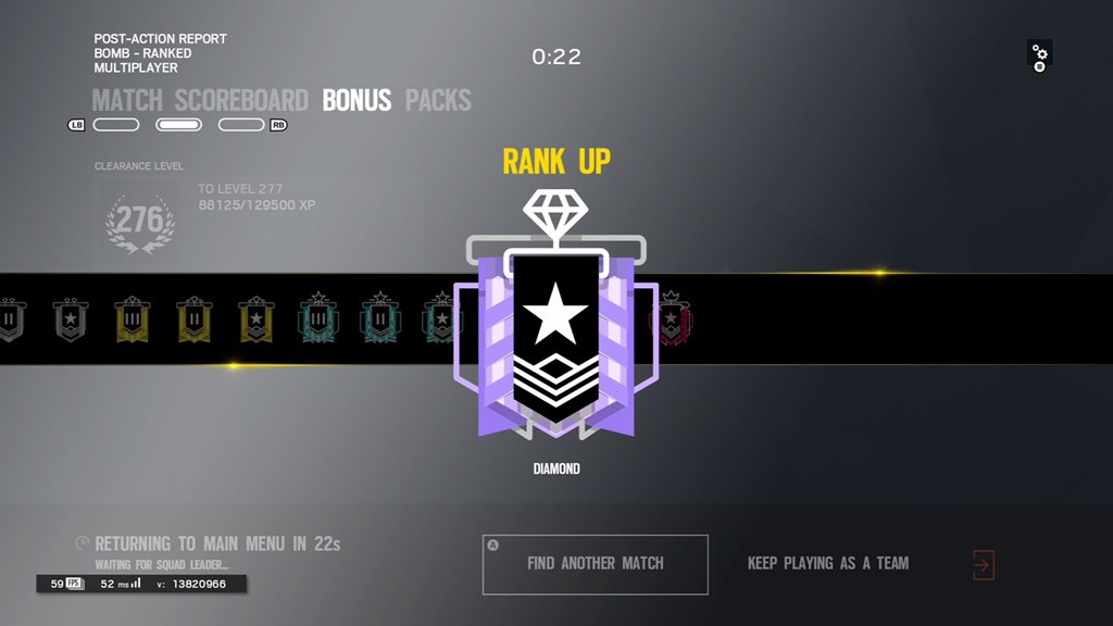 ImAboutToFail's tweet photo. I FINALLY DID IT BOYS!!! First time ever being diamond! Are you proud of me @Rainbow6Game?! Next stop champion! https://t.co/ZUNnhHenCZ