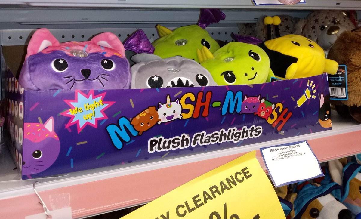 slowxmoxpanda's tweet image. Literally the day after I watched @nex_jen&apos;s video about the adorbs #MooshMoosh &amp;amp; I saw a whole shelf of them on SALE!! 😍
I got me a Sprinkles kitty pillow, almost go the flashlight one too, but got the 2 #PandaCorn key plushies at the time! 💜💜💜 #NexJen #Spoonies #SpoonieLife