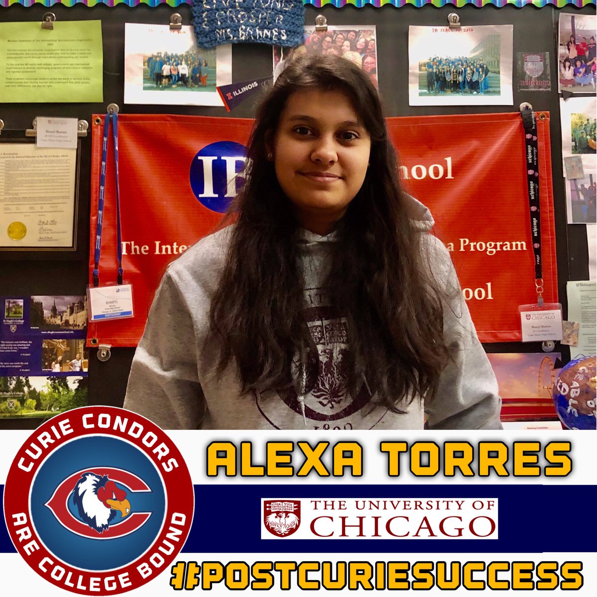 CurieHS's tweet photo. Congrats to IB Diploma Candidate Alexa Torres who will attend the University of Chicago next fall. Alexa's hard work has earned her a merit scholarship of $68,102 per year! Congratulations Alexa! We are proud of your efforts!
#CurieIB #CondorPride @chipubschools https://t.co/HQRQqqWXZJ
