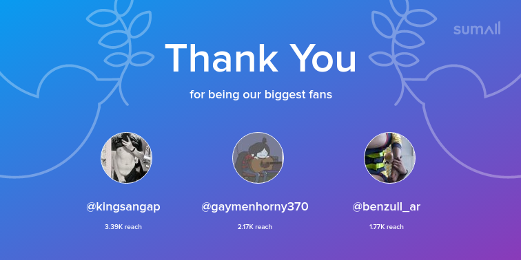 klcfvbtm's tweet photo. Our biggest fans this week: kingsangap, gaymenhorny370, benzull_ar. Thank you! via https://t.co/BMcvGIdTqg https://t.co/9epiSEIpbP