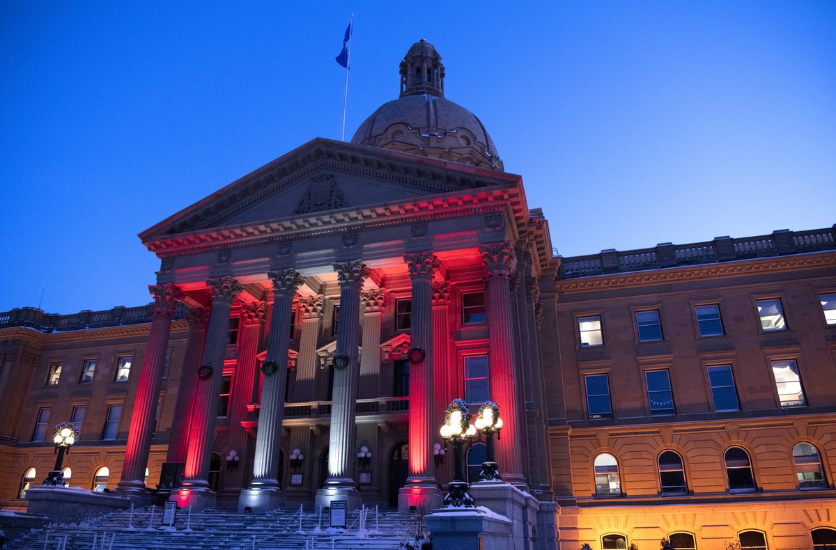 jkenney's tweet image. The #ableg is lit up tonight in red and white in remembrance of the 63 Canadian victims of UIA Flight 752, many of whom were Albertans.

An incredibly sombre tragedy for Edmonton’s small but tight-knit Persian community.