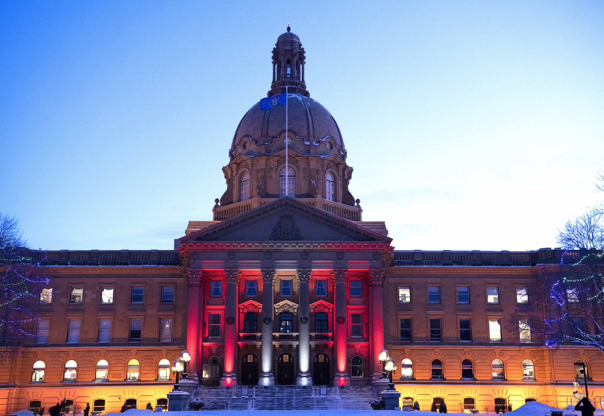 jkenney's tweet image. The #ableg is lit up tonight in red and white in remembrance of the 63 Canadian victims of UIA Flight 752, many of whom were Albertans.

An incredibly sombre tragedy for Edmonton’s small but tight-knit Persian community.