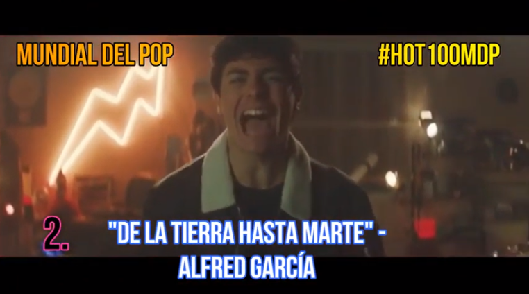 AlfredGarciaInt's tweet photo. #DeLaTierraHastaMarte de @alfredgarcia en los 200 mejores vídeos del 2019 de @MundialDelPop10 🇨🇴🙌🎶 #TOP2 del #HOT100MDP. #Londres #TOP90, #Cicatriz con @_ismaromero_ en el #TOP57, #Wonder #TOP37. Gracias a todxs por sus votos. ♥️ @alfredfansOFCL |🎥: https://t.co/8dWsWiKVhF https://t.co/2puM8Vm2LZ