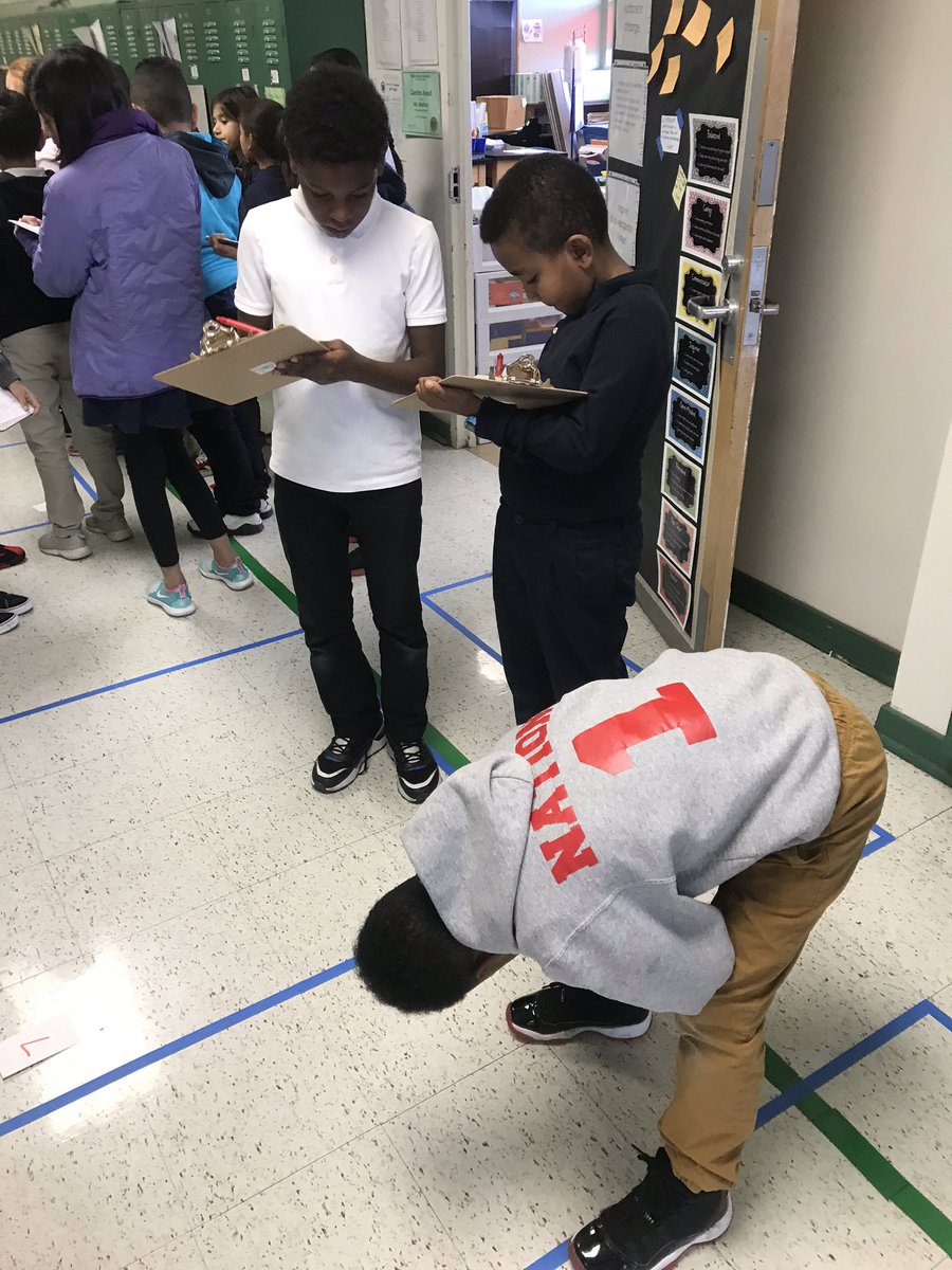 KramerDISD's tweet photo. Fourth grade mathematicians worked diligently today, finding the perimeter of squares, rectangles, and regular polygons in the hallway. Check out the serious looks on our faces! #wemeanbusiness #mathbusiness https://t.co/Fut7sVSpt1