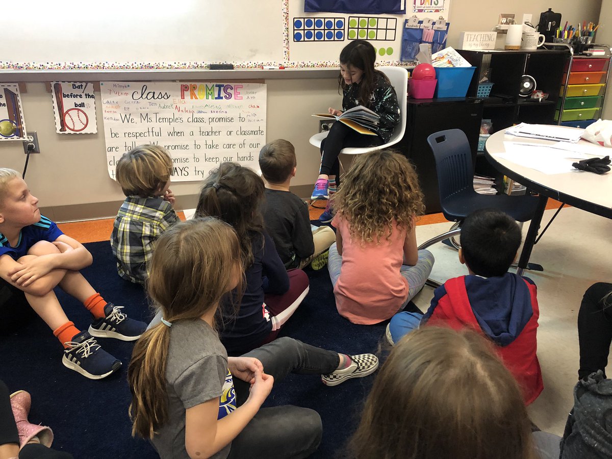 HaleyTemple11's tweet photo. Back from break and already cashing in on blue ticket rewards. I love that this friend of ours chose to turn in hers to be our guest reader!💙 https://t.co/wJRjzEx9ey