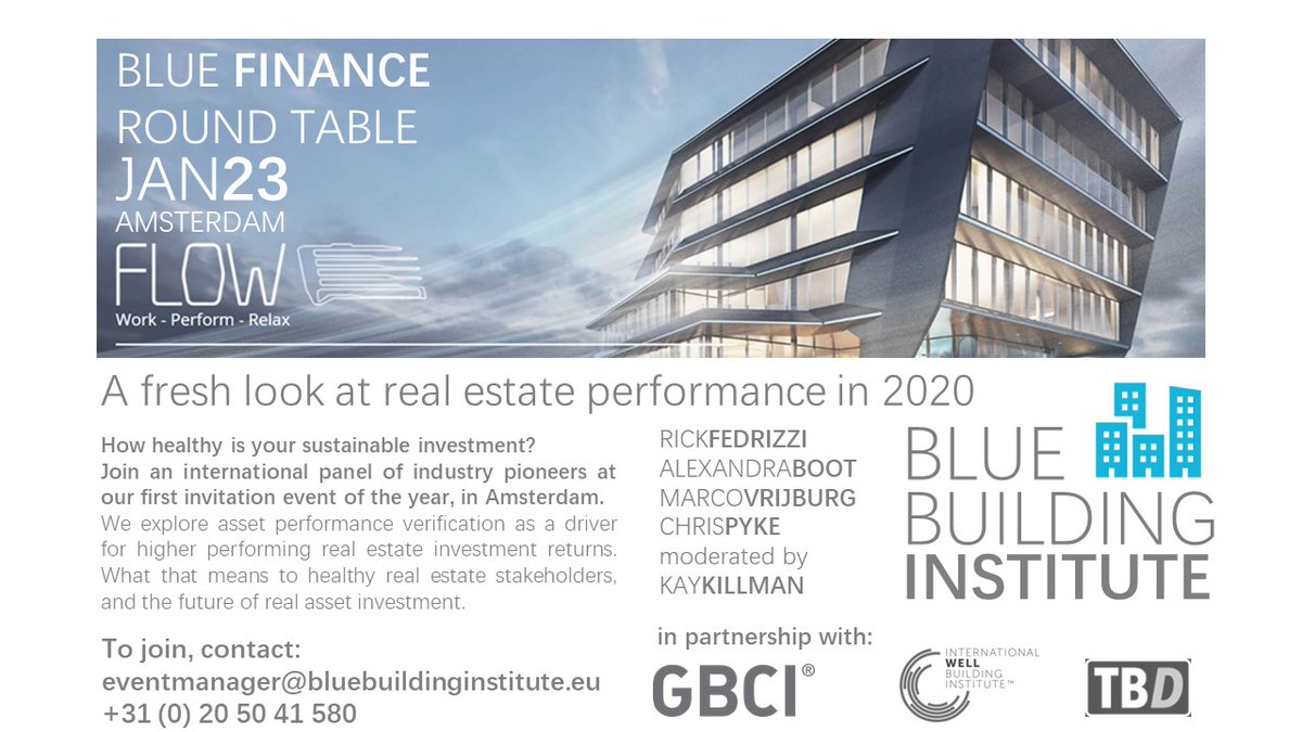 BlueBuildingEU's tweet photo. Introducing @RickFedrizzi as keynote speaker #BlueFinanceRoundTable
23 JAN #Amsterdam
https://t.co/Od1FeXnvHy
join now via eventmanager@bluebuildinginstitute.eu
@WELLcertified @GBCIEurope @arcskoru
#ESG #CRE #SDG #HealthyRealEstate #BlueFinance #WeAreWell https://t.co/RLzvRvExU2
