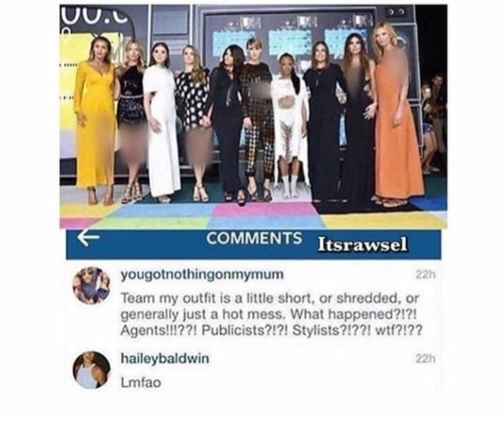 19. hailey liked tweets about beating up selena and taylor swift, she shaded them and bullies them on social media