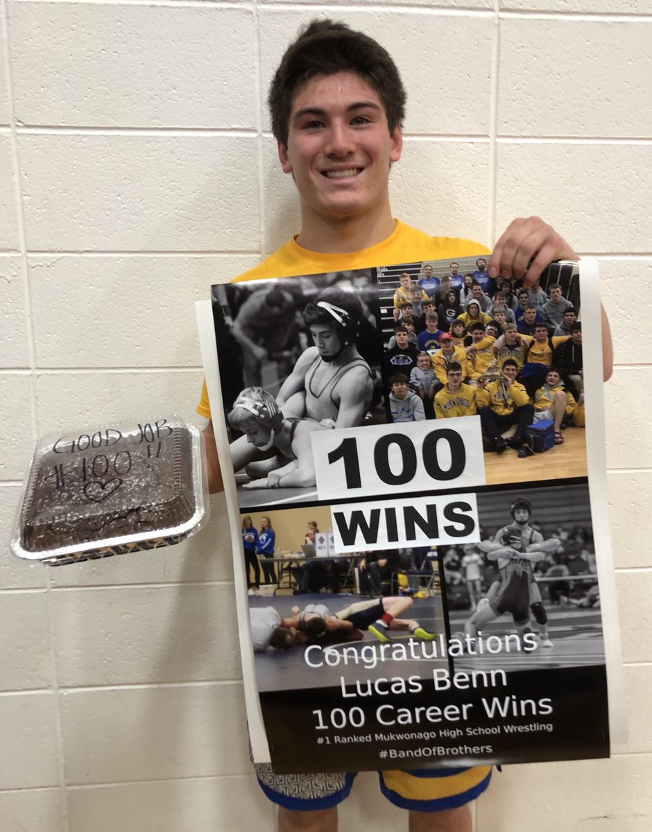 54-18 win over Milton tonight.  Four JV’s moved into the line-up &amp; all our guys battled.

Night was highlighted by senior Captain, Lucas Benn’s 100th career win!

#BandOfBrothers