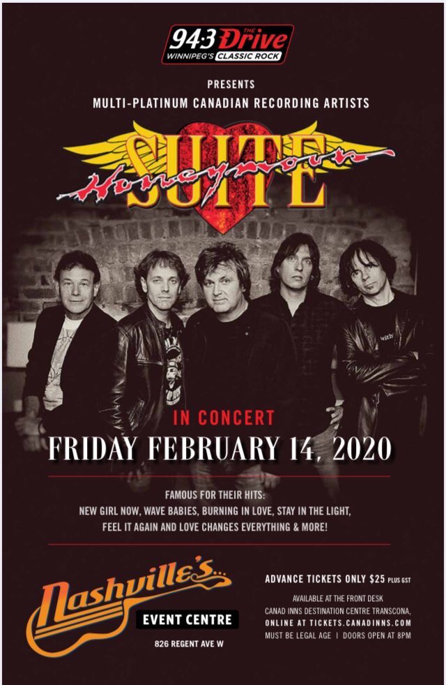NashvillesWPG's tweet photo. Honeymoon Suite in concert Friday February 14th at @NashvillesWPG Tickets available at https://t.co/fdxPsK7aRy Presented by @943TheDrive https://t.co/z6zJXVY9sF