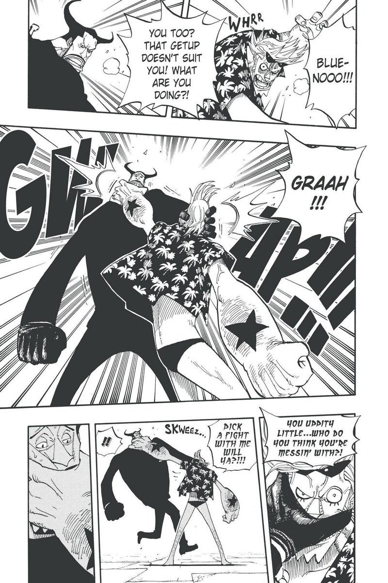 We also have the encounter with CP9 at Franky's hideout. Here he was able to overpower and restrain Blueno who had a dokiri of 820 while he was still confused on the situation. This also adds to the portrayal that Franky=Base Luffy as a stronger Luffy was able to overpower him.