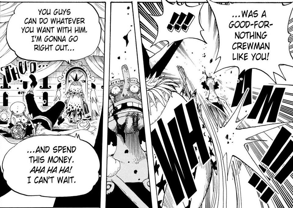Franky isn't the fastest Straw hat, but he isn't extremely slow either and has decent reflexes as he was able to react and parry an attack from behind shot by Usopp who he thought was done for.