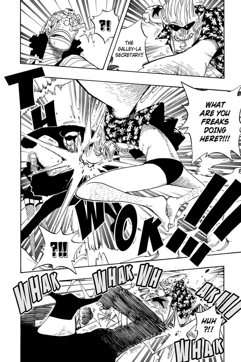 We also have the encounter with CP9 at Franky's hideout. Here he was able to overpower and restrain Blueno who had a dokiri of 820 while he was still confused on the situation. This also adds to the portrayal that Franky=Base Luffy as a stronger Luffy was able to overpower him.