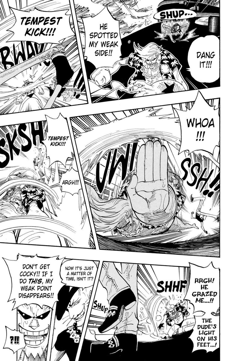 Then we have his fight with Nero. Nero wasn't the strongest cp9 member, however despite Lucci thinking he was a waste, he still called him superhuman and had learned 4 powers pretty well. Franky was able to casually tank his tempest kick and even dodge the ones from behind.
