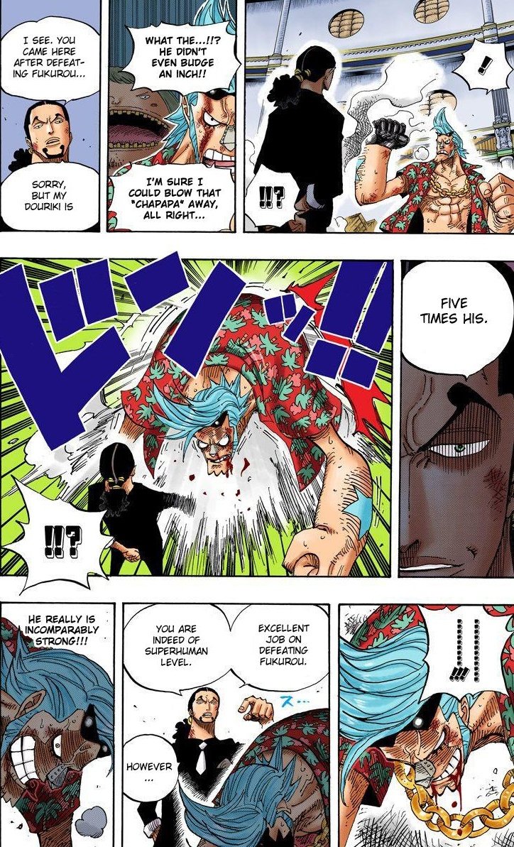 Franky wasn't able to do much against Lucci (he was also weakened) and that Lucci was strong enough to make tank even a Gatling from Luffy. However it's still impressive he was able to stand after the attack, especially with Lucci being speculated to have haki