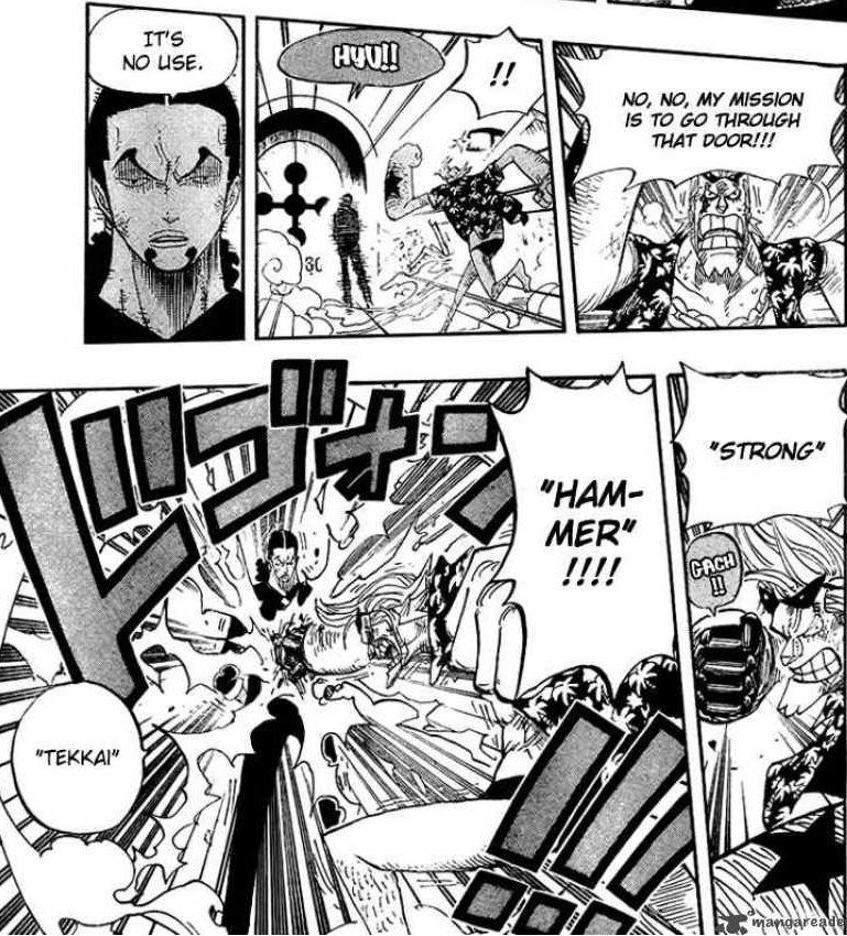 Franky wasn't able to do much against Lucci (he was also weakened) and that Lucci was strong enough to make tank even a Gatling from Luffy. However it's still impressive he was able to stand after the attack, especially with Lucci being speculated to have haki