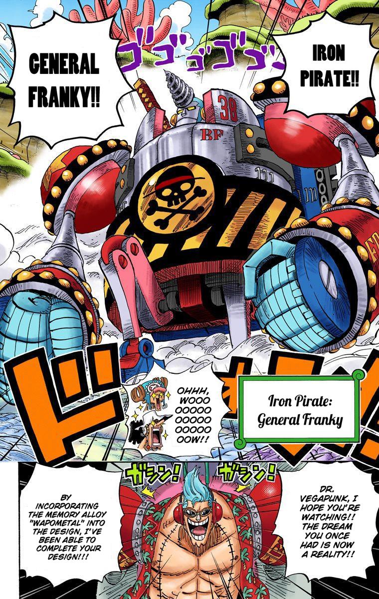 In Fishman Island Franky was able to completely dominate his fight. Using upgraded weapons and the brand new General Franky, which is made of wapometal making it very resistant. We haven't seen what it can do, but Robin stated that there really wasn't a point to use it then.