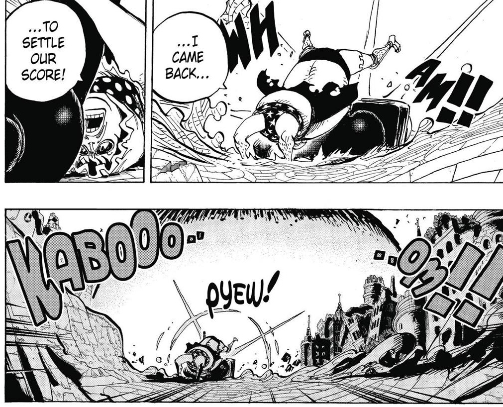 This laser is based on Vegapunk's own that he used for the Pacifistas. The same lasers based on Kizaru's attacks (not saying Franky has an admiral level attack). The radical beam is also able to create massive explosions as seen on Dressrosa and compared to the buildings.