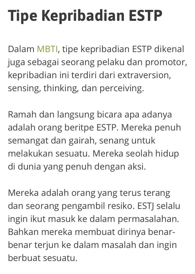 MOA_INA's tweet photo. Taehyun adalah tipe ESTP, baca di gambar untuk info lebih lanjut mengenai ESTP
+ https://t.co/Mg7AyO06cn