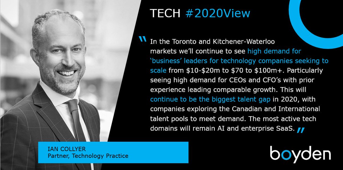 BoydenCanada's tweet photo. Boyden #Technology Practice Partner Ian Collyer shares his 2020 #talent &amp; industry predictions in Tech #2020View.  Find more #tech search trends &amp; predictions from our experts across #Canada here >> https://t.co/cnxQVGVgEA https://t.co/cafJnEq6lR