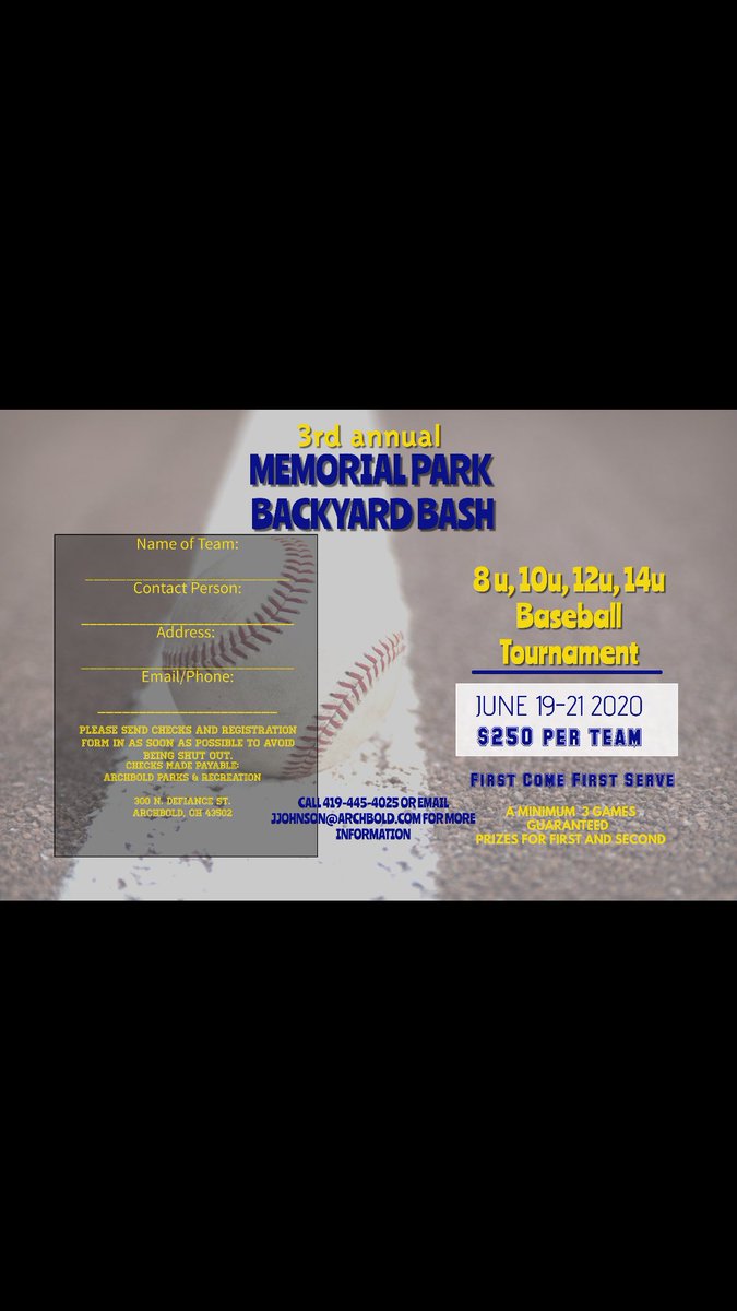 Archbold Baseball Program on Twitter "3rd Annual Backyard Bash! Make