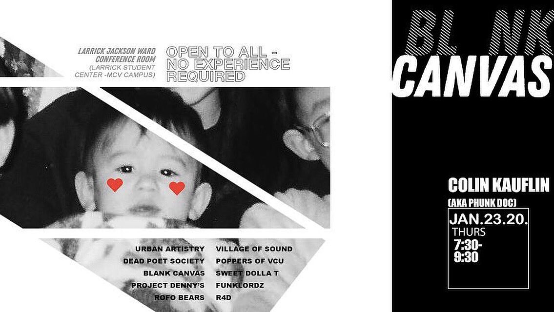 blankcanvasvcu's tweet photo. Workshop tonight @ 7:30-9:30! Come out! We have Colin Kauflin teaching! Yessir!! 🤩 https://t.co/HGgoyMEOpQ