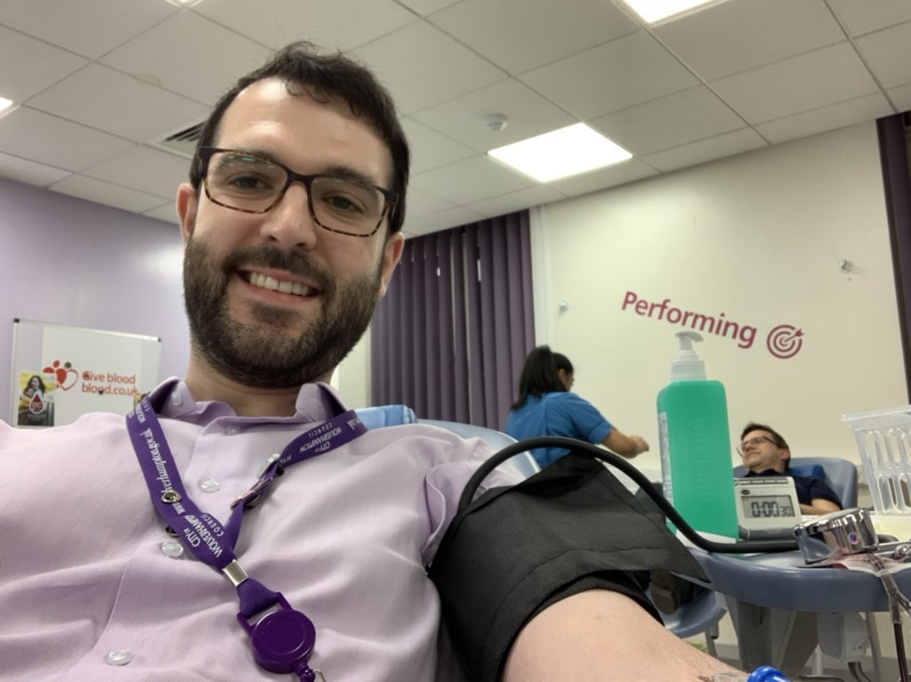 callum_etc's tweet photo. Giving blood with @GiveBloodNHS in Birmingham today! In other news:
1.  I’m rocking a lilac shirt. 2. I’m planning to watch the JJ Abrams Star Trek film again later, in preparation for #Picard. What’s everyone else up to this evening? #GiveBlood https://t.co/eu8SMYZtgw