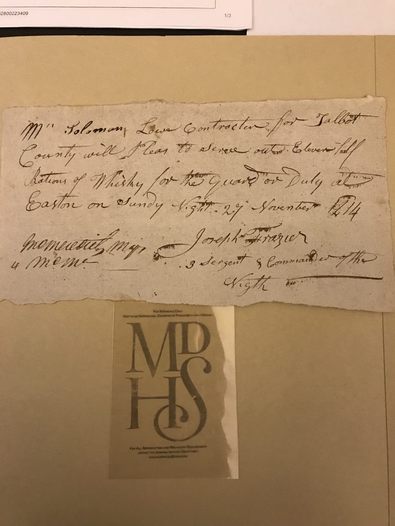 Check out this letter requesting a delivery of whiskey rations to men on guard in Easton, Maryland! #NationalHandWritingDay (<a href="/Whiskey_Wiki/">Whiskey.Wiki</a>) (<a href="/sagamorespirit/">Sagamore Spirit</a>) loom.ly/ZUMPOyE