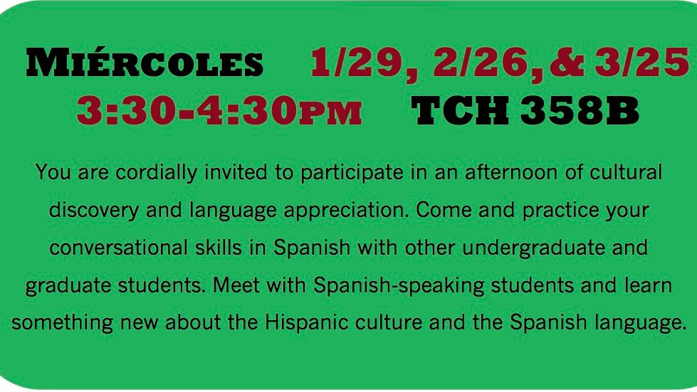 UCFSaGA's tweet photo. Café Español está de regreso! Primer #CaféEspañol el 29 de enero a las 3:30pm @TCH 358B #UCF #SaGA #SigmaDeltaPi https://t.co/Uwd5Wyzf1t
