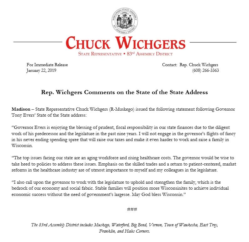 Last night's #WISOTS was another laundry list of liberal priorities. The Assembly will continue to protect the reforms that have carried Wisconsin forward while addressing the issues facing our state.