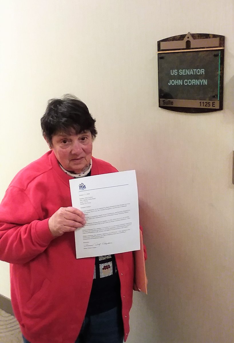 pdamerica's tweet photo. Thank you Susan! Delivered #PDAmerica #EducateCongress letters today to Congressman Colin Allred and Senator John Cornyn's offices https://t.co/E51abVK3kC