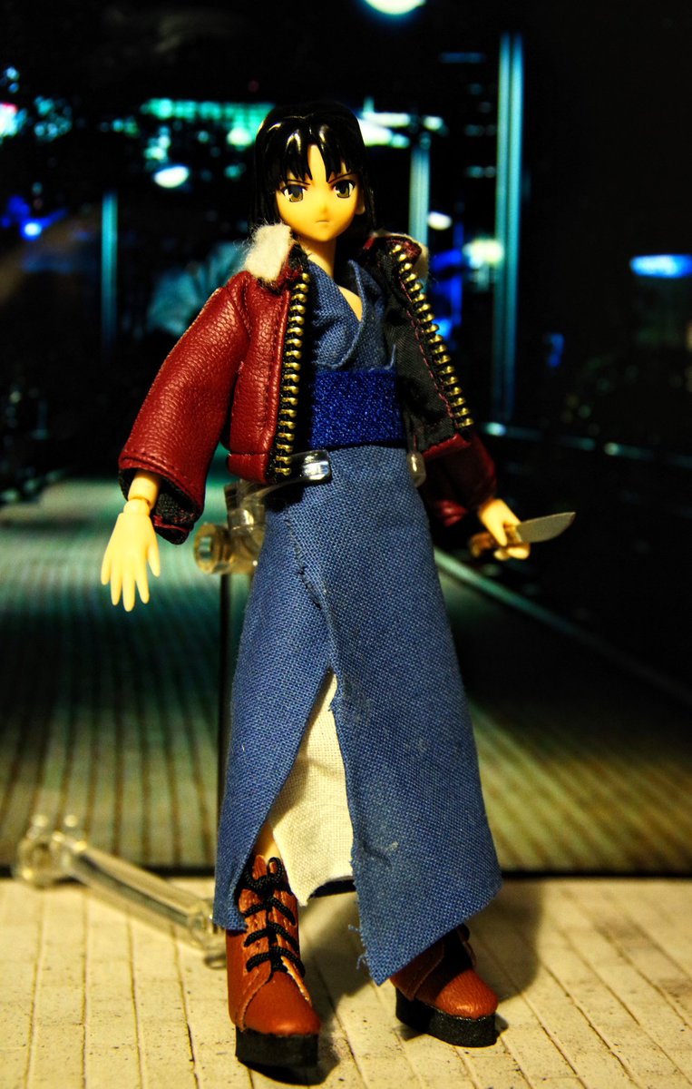 リフラフさん 両儀式できました B 髪はfigma カナン 顔はfigma 旧凛 ちゃんと直視の魔眼も用意しました ボディはピコニーモ ジャケットはアゾンのやつを少しいじってブーツもアゾン ぶっちゃけ着物かなり雑なのでまた改めて作り直したい感は