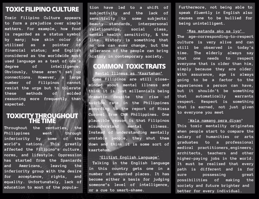 ssha_sbu's tweet photo. Involving yourself on the issue of toxicity that lives within the boundaries of Filipino Culture can be a...

Grab a copy now!

#ToxicFilipinoCulture
#InvolveYourself
#ExperienceToInfluence https://t.co/jXeS9Q1ThN