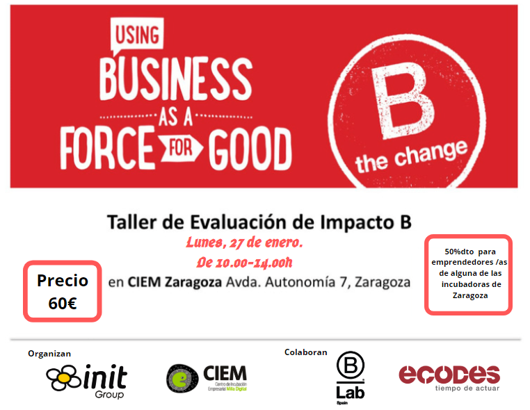 CIEMZaragoza's tweet photo. A muy poquitos días del gran #TallerdeEvaluacióndeImpactoB
Si quieres conocer en qué medida tu empresa cumple los requisitos para ser una de las mejores empresas PARA el mundo este es tu taller. 
¡Te esperamos el próximo lunes, 27 de enero en CIEM!
⬇️⬇️⬇️
https://t.co/qqLFFDnTOM https://t.co/aNdk9mQnGz