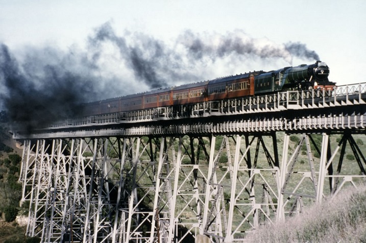 Flying Scotsman Passing Over Maribyrnong Viaduct, Victoria, Australia, Oct. 1988