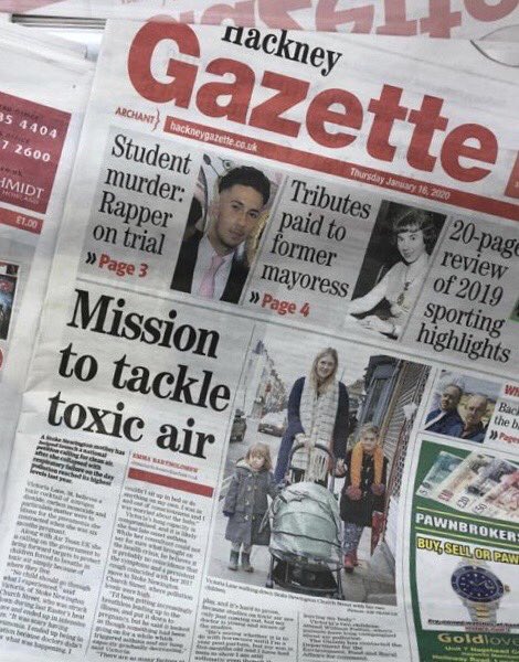 ⁦<a href="/FriendsofWPSch/">CleanAir4WilliamPatten</a>⁩ parent and clean air 4 schools member Vicky is front page of ⁦<a href="/hackneygazette/">Hackney Gazette</a>⁩ talking about her mission to tackle toxic air ⁦<a href="/AirTeamUK/">The Air Team</a>⁩ hackneygazette.co.uk/news/environme…