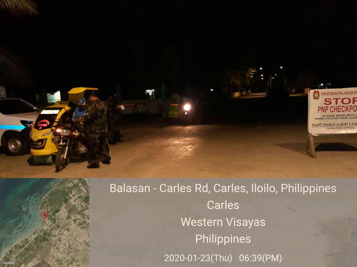 pnp_carles's tweet photo. January 23, 2020 at 6:00 PM-7:00 PM l Carles MPS checkpoint operation and implementation of Municipal Traffic Ordinances along national highway of Brgy. Poblacion, Carles, Iloilo. #PNP #PNPPATROLPlan2030 #LetsgoILOILO for a #StrongerPRO6 #JustBeGoodAtIt https://t.co/LrnTXCpQdR