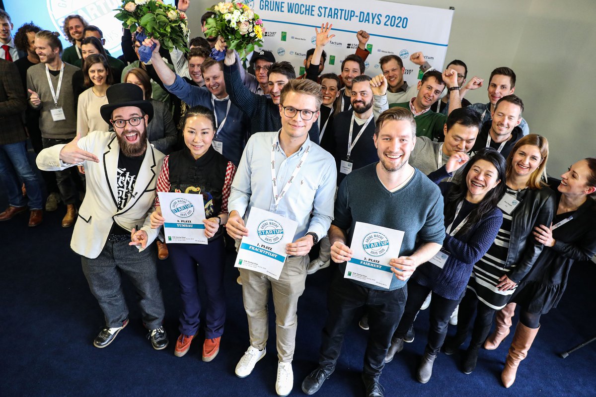Hier die Gewinner der #Startupdays 2020 auf der #IGW2020: 
1. Platz: <a href="/FrachtPilotDE/">frachtpilot.de</a>
2. Platz: <a href="/fair_ment/">fairment</a>
3. Platz: Yumbau
Herzlichen Glückwunsch und weiterhin viel Erfolg! Wir sind gespannt, wann ihr euren ersten eigenen Stand bei uns habt. #Innovation #startups #new