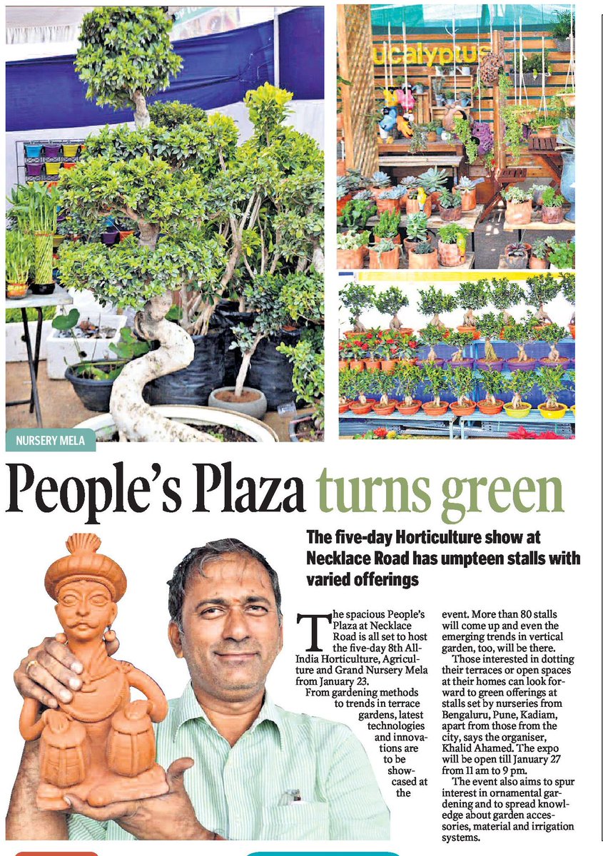 All-India #Horticulture, #Agriculture and #GrandNursery Mela 
23rd To 27th January 2020 
@ #PeoplesPlaza #NecklaceRoad #Hyderabad 

#HydEvents #HyderabadEvents