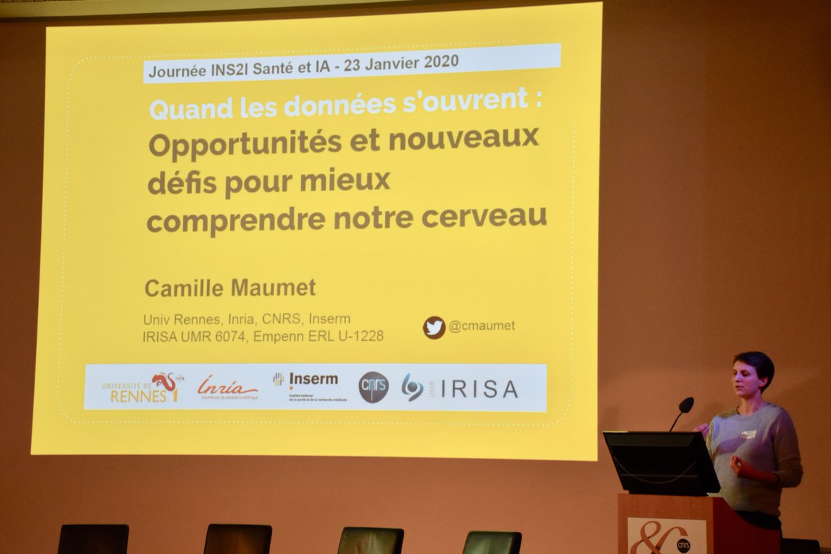 #SantéIA | "Les données ouvertes ou #OpenData : comment changent-elles le travail des chercheur·e·s, notamment en #neurosciences ?" <a href="/cmaumet/">Camille Maumet @cmaumet@fediscience.org</a>, chercheuse <a href="/Inria/">Inria</a> <a href="/irisa_lab/">IRISA</a>