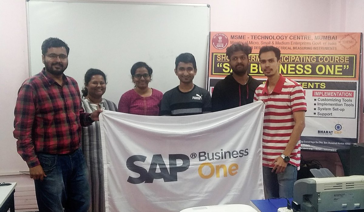 idemitc's tweet photo. Successfully completed SAP Business One Programme at #IDEMI Mumbai.@minmsme @anil_marali @SAPBusinessOne @SAPIndia #BharatERP #GrowwithSAP #SAP #SkillIndia https://t.co/U6ZyWhpLaW