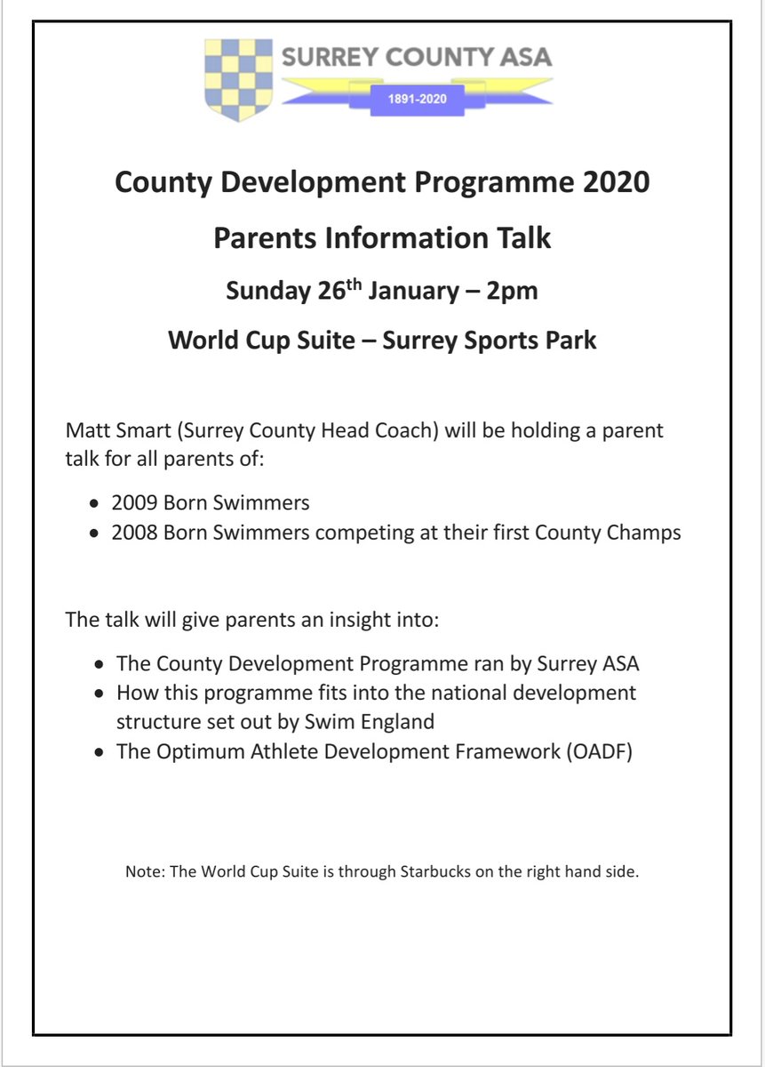 I will be delivering a parents talk this weekend at the County Champs! Make sure you attend to learn more about the development pathway! <a href="/SurreyASA/">Surrey County ASA</a> <a href="/Sw_EngTalent/">Swim England National Swimming Talent Team</a>