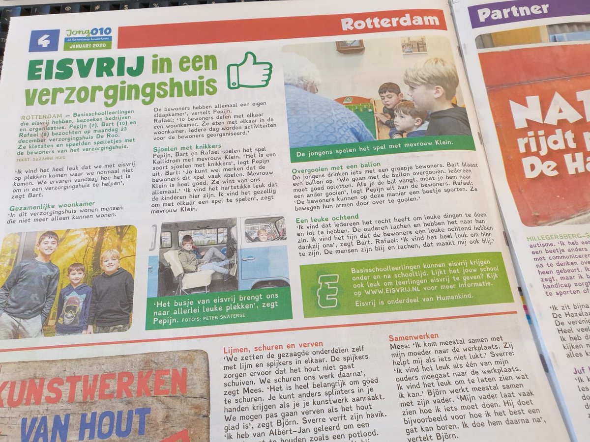 Kinderen uit Delfshaven hadden eisvrij in verzorgingshuis De Roo en kinderkrant Jong010 was erbij 😊 #onderwijs