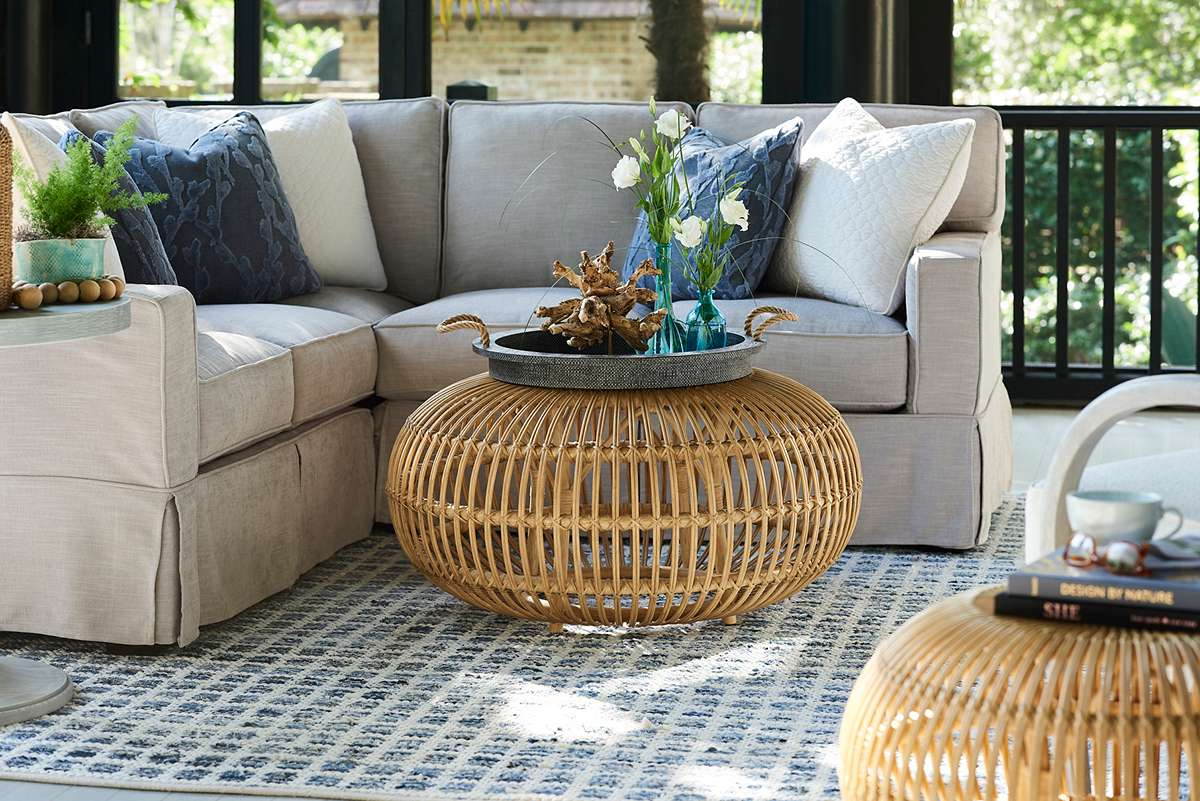 SmartFurniture's tweet photo. Just Arrived –  Exuding a casual yet softly bohemian flair, the Rattan Scatter Table instantly invites a richness of texture into spaces while still remaining functional with a leveled surface top. https://t.co/4lpdylEvRA https://t.co/c0znMXamOf