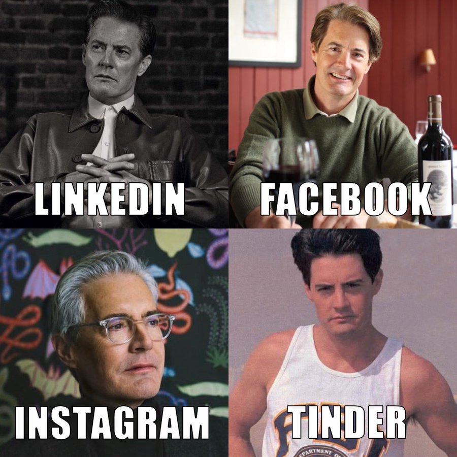 Linkedin instagram facebook tinder meme