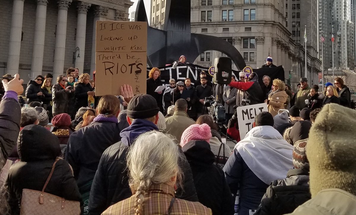 YOU CAN'T DEPORT A MOVEMENT.  Here in Foley Square, to defend #RaviRagbir, and every other immigrant in the U.S., and say #NoMas! No more, not one more. #HereToStay #HereToFight #abolishICE @NewSanctuaryNYC