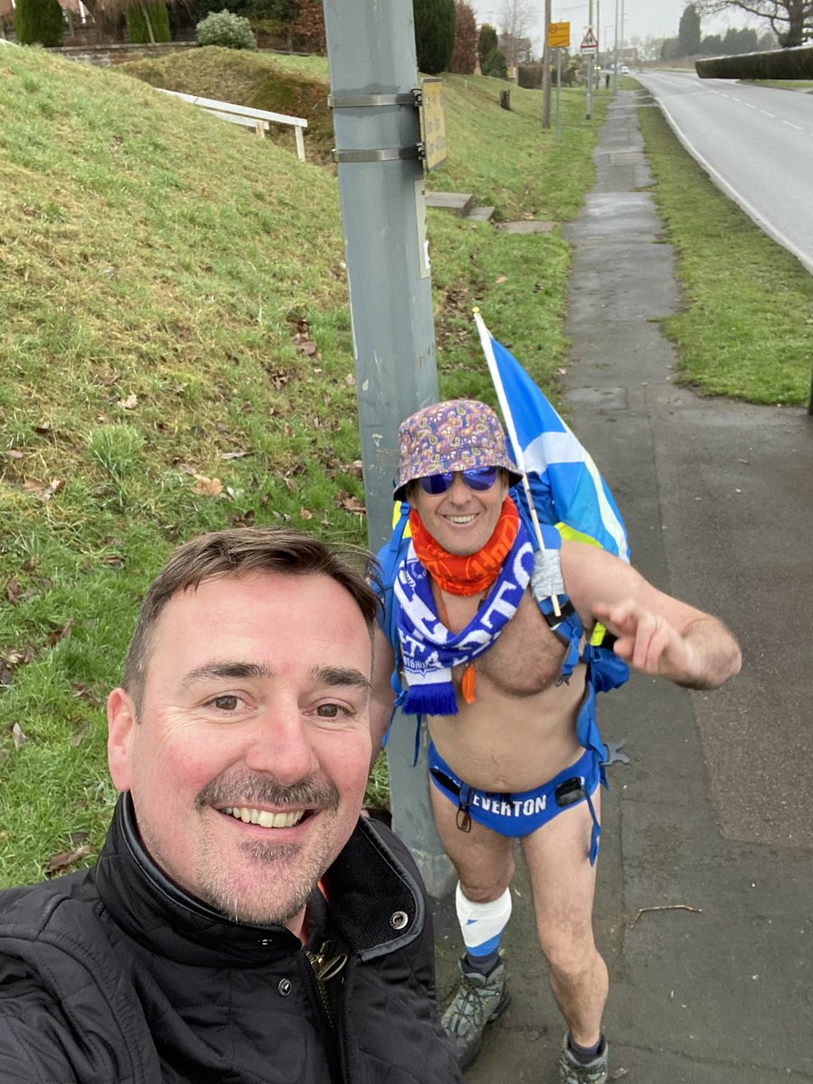 RussAnderson70's tweet photo. Drove past this legend today @speedomick #warrior #speedomick #bluenose #YNWA (although technically he is walking alone!) #feezing 🥶 https://t.co/O7nnc9DNsI