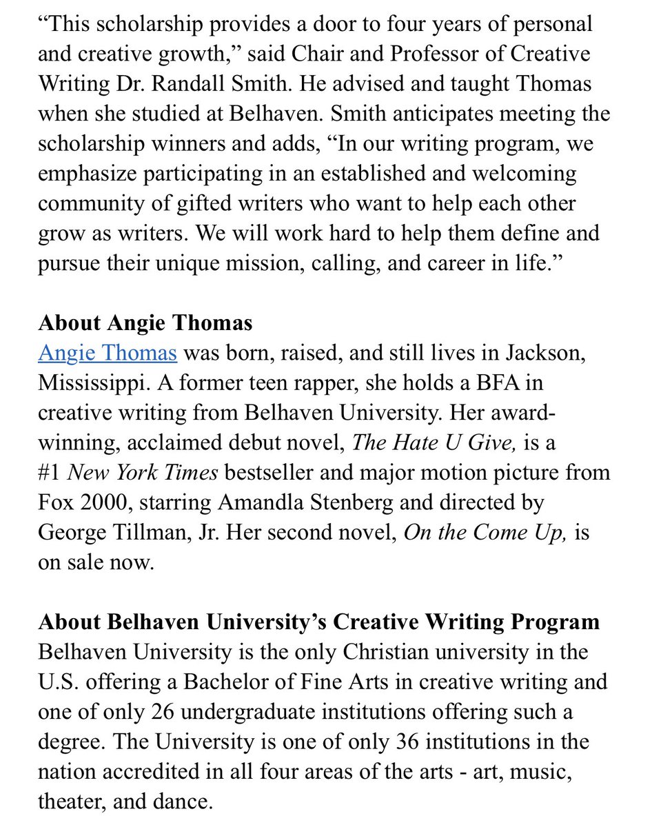DonnerKay's tweet photo. This is so great, @angiecthomas. (And a far cry from 17 years ago when a Belhaven rep told me the @JxnFreePress was too “vulgar” to read.) Bravo for being your authentic self and doing do much for Jackson and Mississippi, especially young people. ��� https://t.co/lOnTCA2RRJ